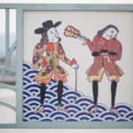 伊万里市相生橋に描かれたオランダとの外交をテーマにした絵