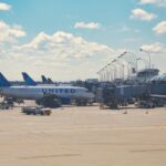 シカゴのオヘア国際空港に並ぶユナイテッド航空の旅客機